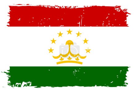 Tajikistan flag - vector flag with stylish scratch effect and white grunge frame.