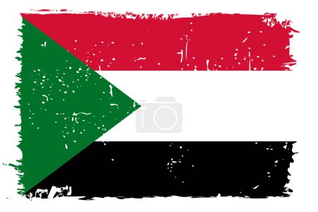Sudan Flagge - Vektorfahne mit stylischem Scratch-Effekt und weißem Grunge-Rahmen.