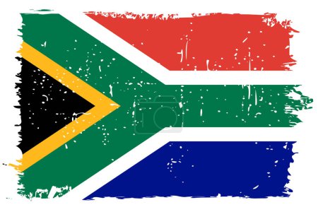 Drapeau Afrique du Sud - drapeau vectoriel avec effet rayure élégant et cadre grunge blanc.