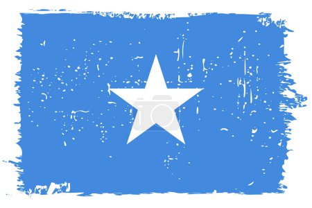 Somalia-Flagge - Vektorfahne mit stylischem Scratch-Effekt und weißem Grunge-Rahmen.