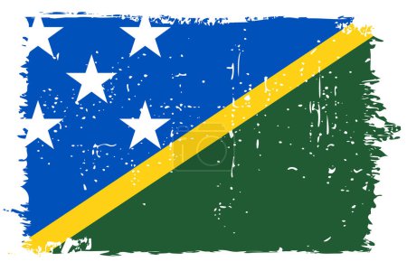 Bandera de las Islas Salomón - bandera vectorial con efecto de arañazo elegante y marco grunge blanco.