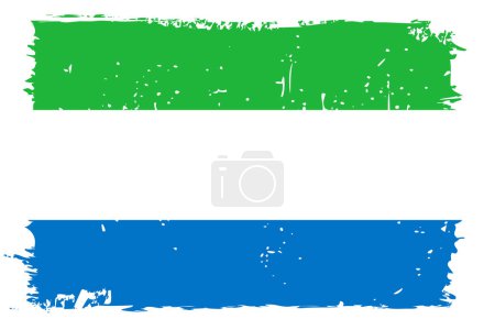 Sierra Leone flag - vector flag with stylish scratch effect and white grunge frame.