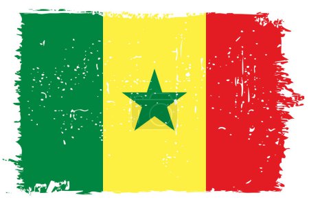 Drapeau Sénégal - drapeau vectoriel avec effet scratch élégant et cadre grunge blanc.