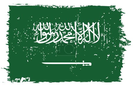 Drapeau Arabie Saoudite - drapeau vectoriel avec effet rayure élégant et cadre grunge blanc.