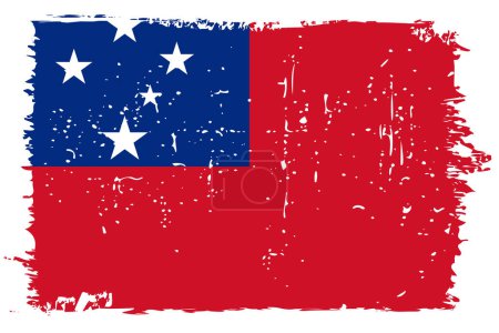 Samoa flag - vector flag with stylish scratch effect and white grunge frame.