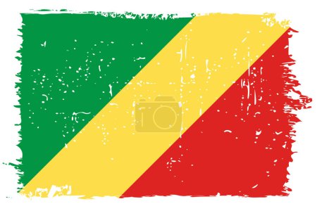 Republic of the Congo flag - vector flag with stylish scratch effect and white grunge frame.