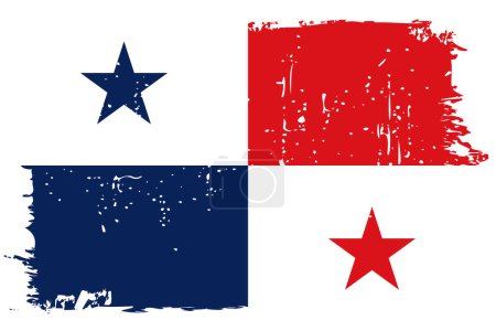 Panama flag - vector flag with stylish scratch effect and white grunge frame.