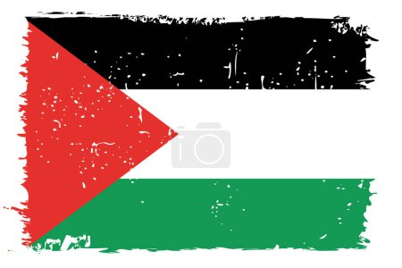 Palestine flag - vector flag with stylish scratch effect and white grunge frame.