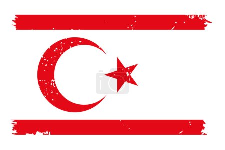 Bandera del norte de Chipre - bandera vectorial con efecto de arañazo elegante y marco grunge blanco.