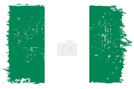 Bandera de Nigeria - bandera vectorial con efecto de arañazo elegante y marco grunge blanco.