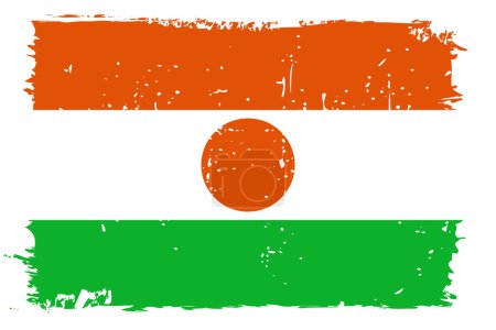 Niger flag - vector flag with stylish scratch effect and white grunge frame.