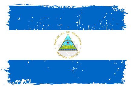 Nicaragua Flagge - Vektorfahne mit stylischem Scratch-Effekt und weißem Grunge-Rahmen.