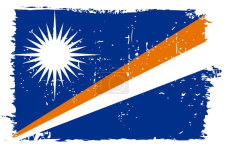Bandera de las Islas Marshall - bandera vectorial con efecto de arañazo elegante y marco grunge blanco.