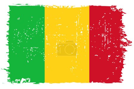 Drapeau Mali - drapeau vectoriel avec effet scratch élégant et cadre grunge blanc.