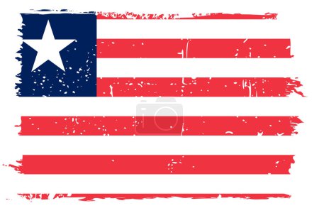 Bandera de Liberia - bandera vectorial con efecto de arañazo elegante y marco grunge blanco.