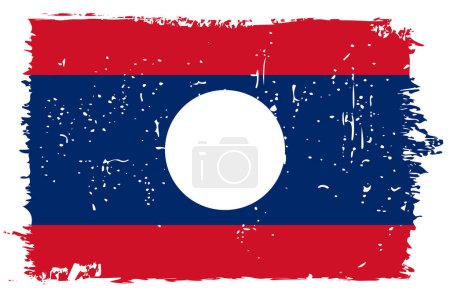 Laos flag - vector flag with stylish scratch effect and white grunge frame.