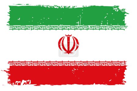 Iranische Flagge - Vektorfahne mit stylischem Scratch-Effekt und weißem Grunge-Rahmen.
