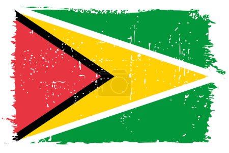 Guyana flag - vector flag with stylish scratch effect and white grunge frame.