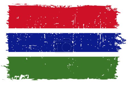 Gambia Flagge - Vektorfahne mit stylischem Scratch-Effekt und weißem Grunge-Rahmen.