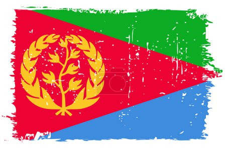 Eritrea flag - vector flag with stylish scratch effect and white grunge frame.