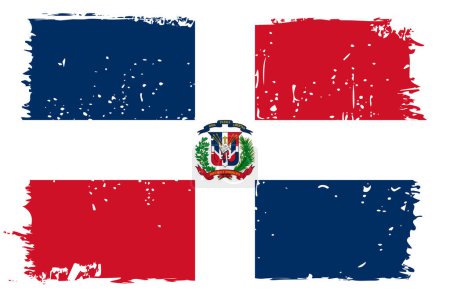 Dominican Republic flag - vector flag with stylish scratch effect and white grunge frame.
