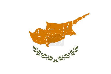 Bandera de Chipre - bandera vectorial con efecto de arañazo elegante y marco grunge blanco.