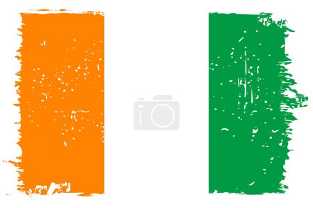 Cote d Ivoire flag - vector flag with stylish scratch effect and white grunge frame.