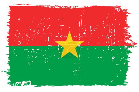 Burkina Faso Flagge - Vektorfahne mit stilvollem Scratch-Effekt und weißem Grunge-Rahmen.