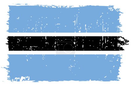 Bandera de Botswana - bandera vectorial con efecto de arañazo elegante y marco grunge blanco.