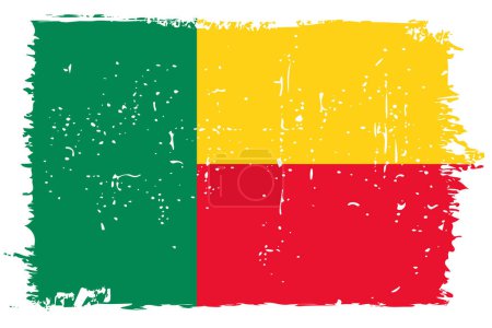 Benin flag - vector flag with stylish scratch effect and white grunge frame.