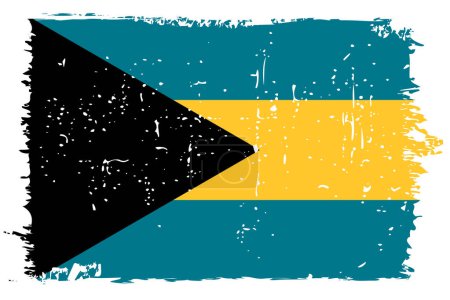 Bahamas flag - vector flag with stylish scratch effect and white grunge frame.