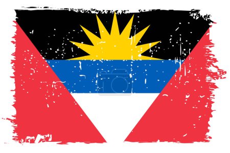Drapeau Antigua-et-Barbuda - drapeau vectoriel avec effet rayure élégant et cadre grunge blanc.
