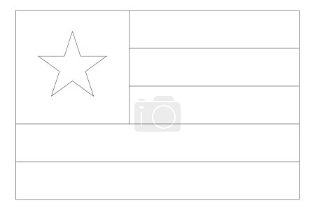 Togo flag - thin black vector outline wireframe isolated on white background. Ready for colouring.