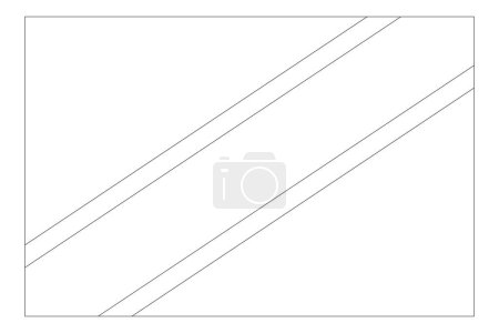 Tanzania flag - thin black vector outline wireframe isolated on white background. Ready for colouring.