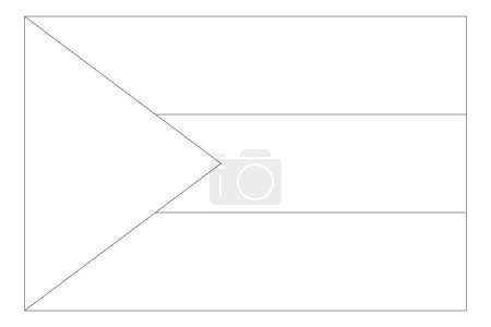 Sudan flag - thin black vector outline wireframe isolated on white background. Ready for colouring.