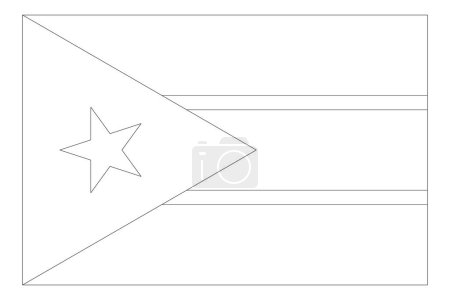 South Sudan flag - thin black vector outline wireframe isolated on white background. Ready for colouring.