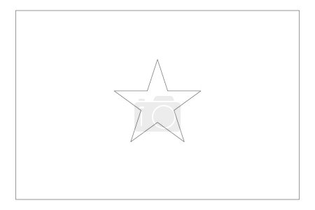 Somalia flag - thin black vector outline wireframe isolated on white background. Ready for colouring.