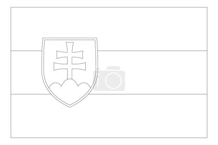 Slovakia flag - thin black vector outline wireframe isolated on white background. Ready for colouring.