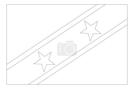 Flagge von St. Kitts und Nevis - dünne schwarze Vektorumrandung isoliert auf weißem Hintergrund. Bereit zum Färben.