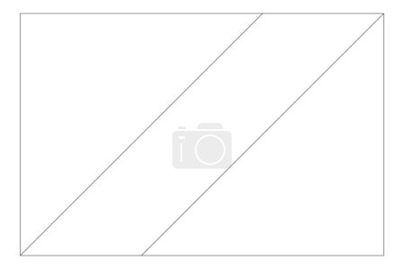Republic of the Congo flag - thin black vector outline wireframe isolated on white background. Ready for colouring.