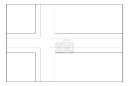 Norway flag - thin black vector outline wireframe isolated on white background. Ready for colouring.