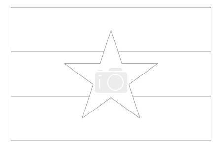 Myanmar flag - thin black vector outline wireframe isolated on white background. Ready for colouring.