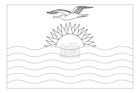 Bandera Kiribati: delgada trama de vectores negros aislada sobre fondo blanco. Listo para colorear.