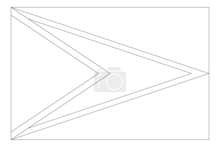 Guyana flag - thin black vector outline wireframe isolated on white background. Ready for colouring.