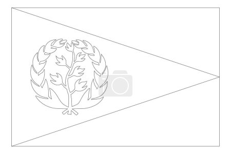 Eritrea flag - thin black vector outline wireframe isolated on white background. Ready for colouring.