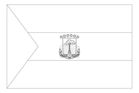 Äquatorialguinea-Flagge - dünne schwarze Vektorumrandung isoliert auf weißem Hintergrund. Bereit zum Färben.
