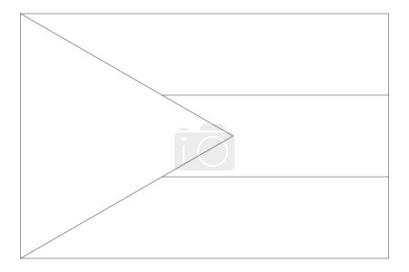 Bahamas flag - thin black vector outline wireframe isolated on white background. Ready for colouring.