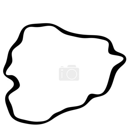Andorra country simplified map. Black ink smooth outline contour on white background. Simple vector icon