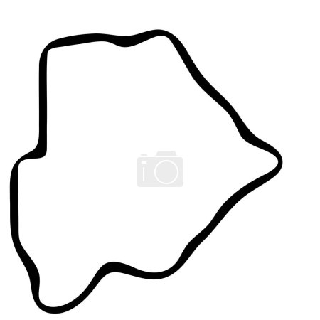 Botswana país mapa simplificado. Tinta negra contorno liso sobre fondo blanco. Icono de vector simple