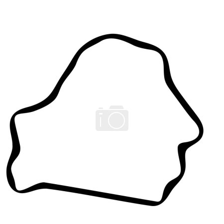 Belarus country simplified map. Black ink smooth outline contour on white background. Simple vector icon